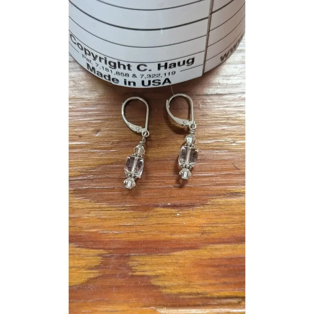925 Sterling Silver Swarovski AB Crystal Bracelet Lever Back Earring Set USA